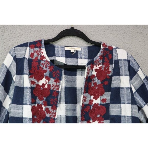 Andree by Unit Long Bell Sleeve Embroidered Open Front Tunic-Size Large - Picture 4 of 8